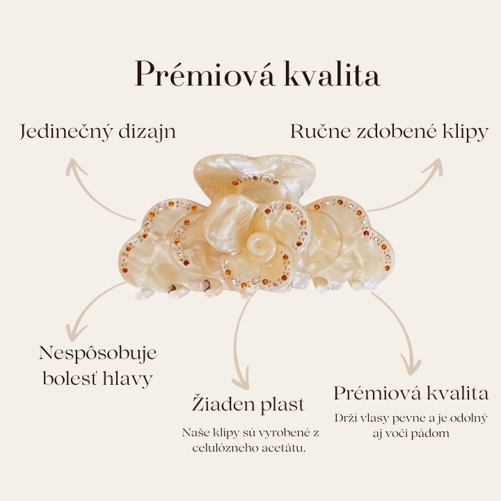 Vlasový klip ROSIE - tmavá perla