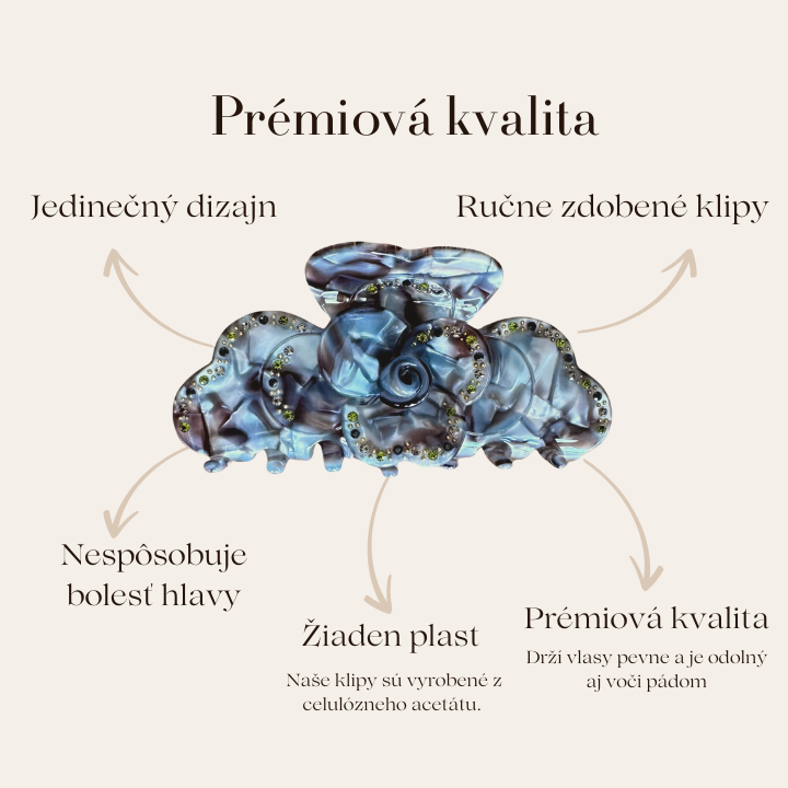 Vlasový klip ROSIE - tmavá perla