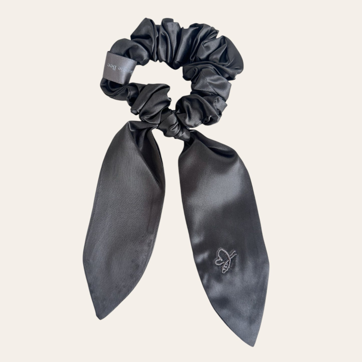 Hedvábná gumička s mašlí L - Charcoal