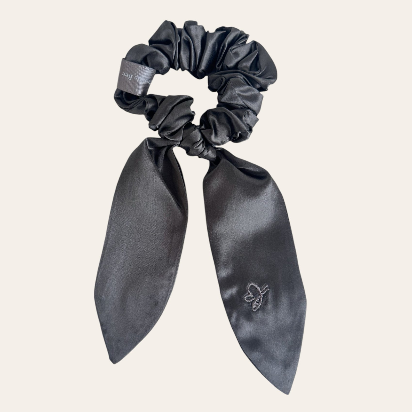 Hedvábná gumička s mašlí L - Charcoal