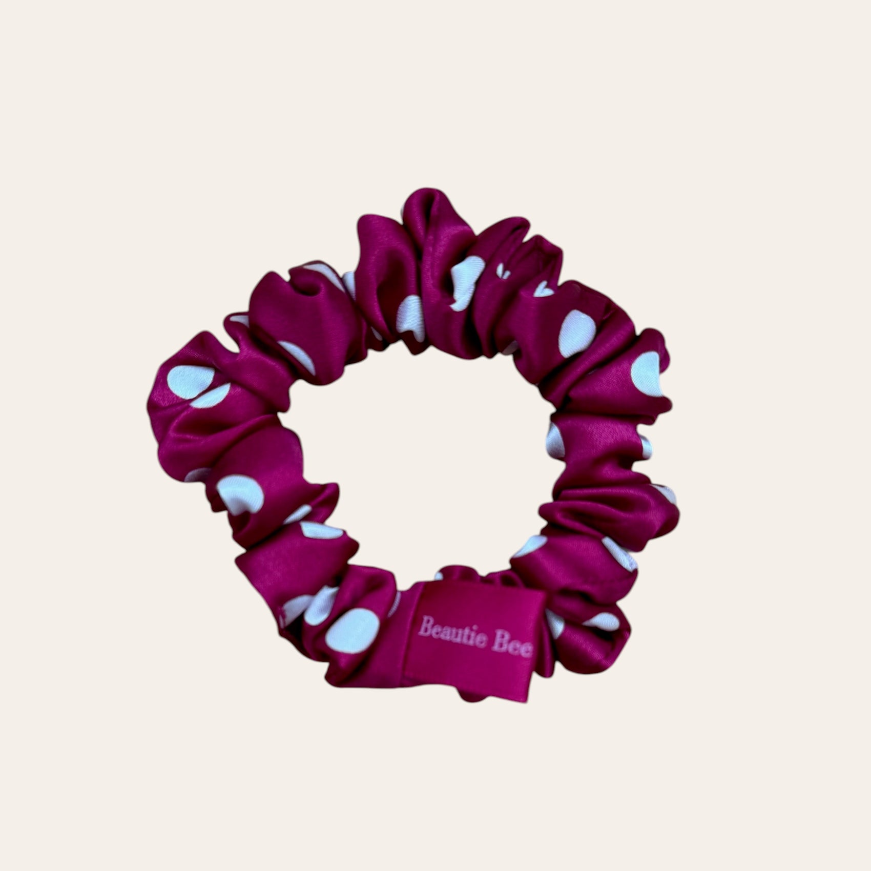 Hedvábná gumička Medium Polka Dot- Burgundy