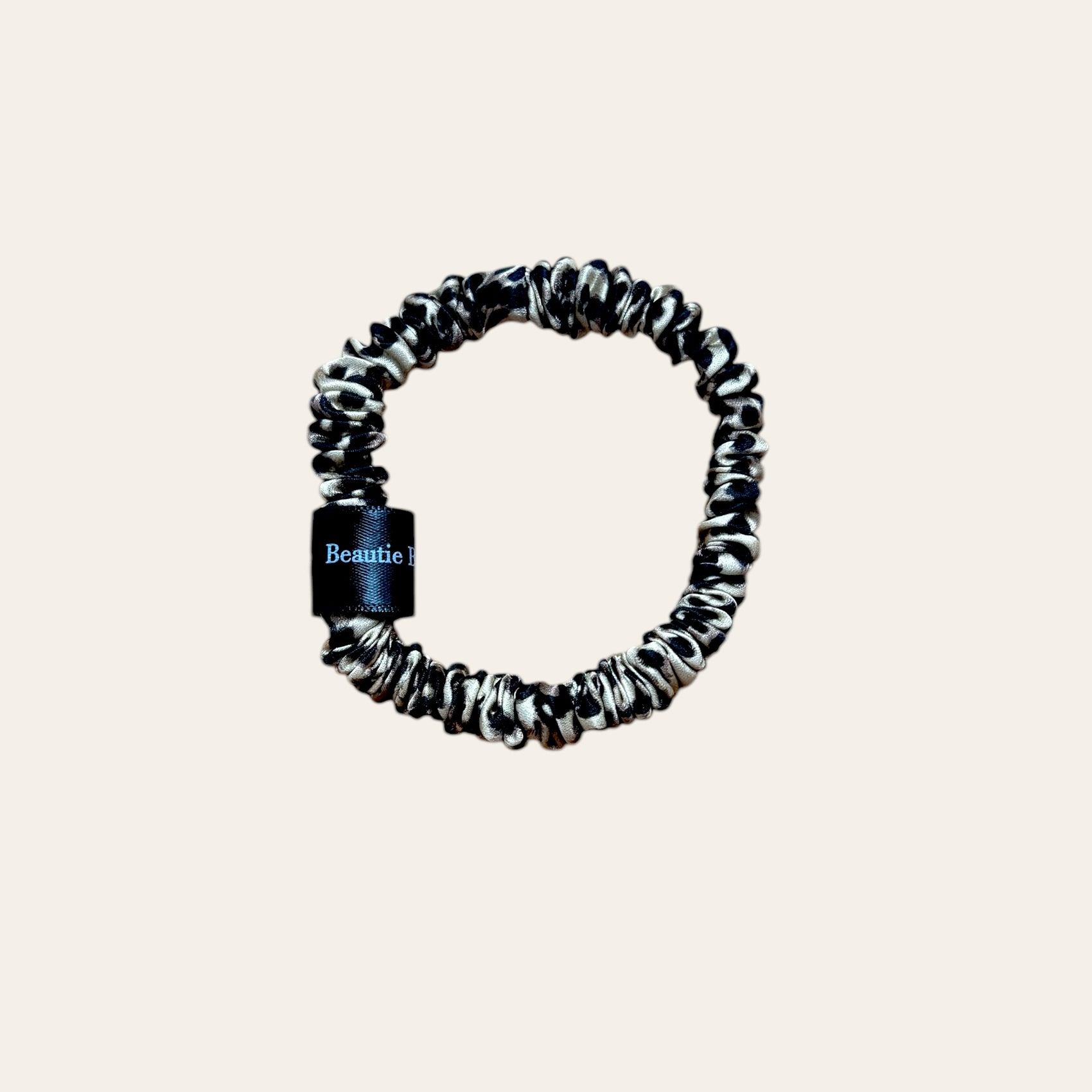 Hedvábná gumička klasik - Leopard béžová